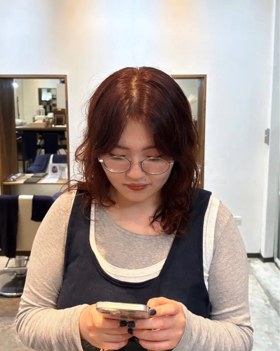 カラー パーマ ブラウンカラー オレンジ オレンジブラウン ヘアカラー トリートメント mao 🩰のヘアスタイル