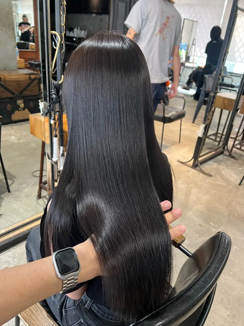 ロング カラー カット 縮毛矯正 トリートメント 赤みゼロ/透明感 カラー🔅KANTAのヘアスタイル