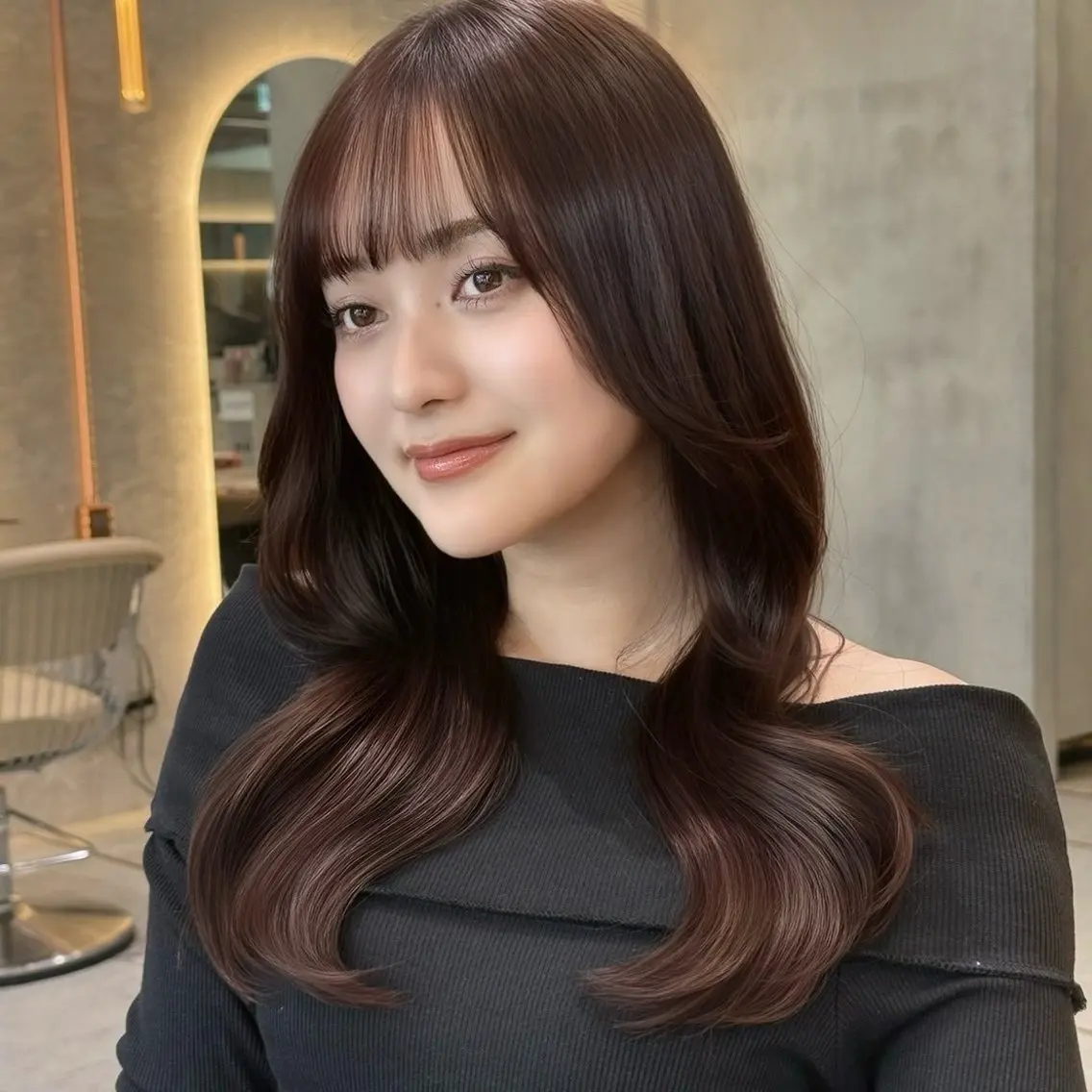 ロング カラー ヘアカラー トリートメント るーく/透明感カラー /縮毛矯正/髪質改善のヘアスタイル