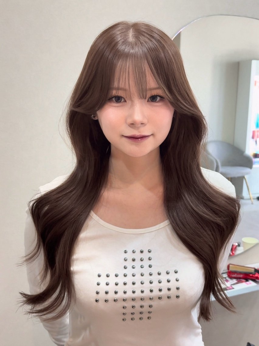 ロング カラー ブリーチ ブラウンカラー 透明感カラー マロンブラウン ブリーチなしカラー カット ヘアカラー 艶感カラー 🩵レイヤー/紫音のヘアスタイル