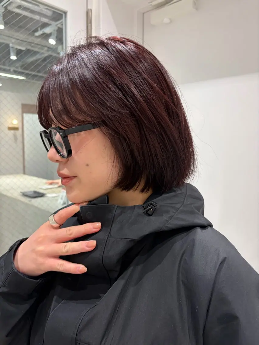 ミディアム カラー ボブ 砂原 ひよりのヘアスタイル