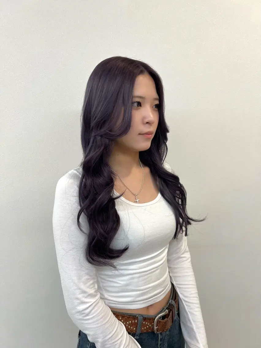 ロング カラー ブリーチ ディープラベンダー ラベンダーカラー ブリーチカラー🦋‪ 田中さくらのヘアスタイル