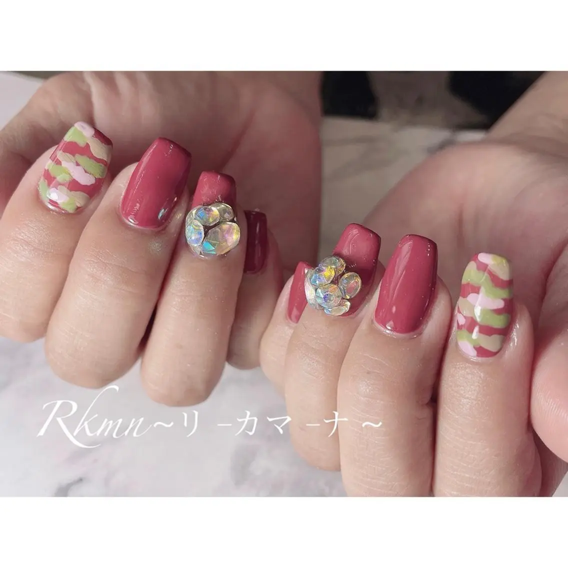 ネイル アートネイル ボルドー 春ネイル ハンドネイル フットネイル ハンドケア Rkmn ~リ-カマ-ナ~のネイルデザイン