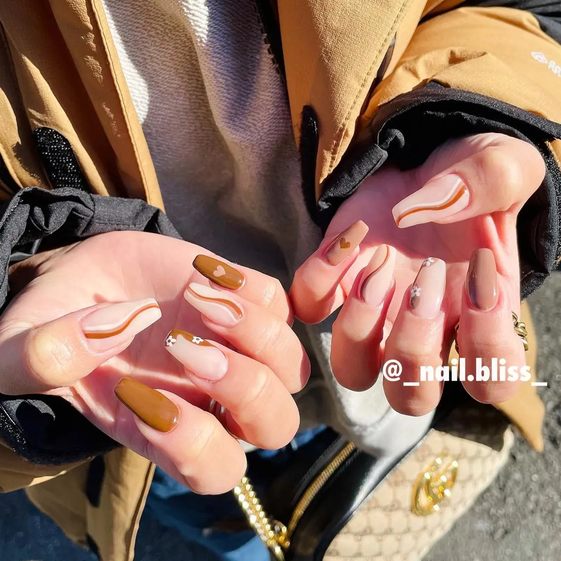 ネイル ブラウン ハンドネイル NAIL BLISSのネイルデザイン