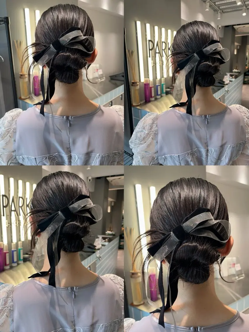 ミディアム ヘアアレンジ 結婚式・ブライダル ヘアセット 松井那津子 /ハイライトブリーチのヘアスタイル