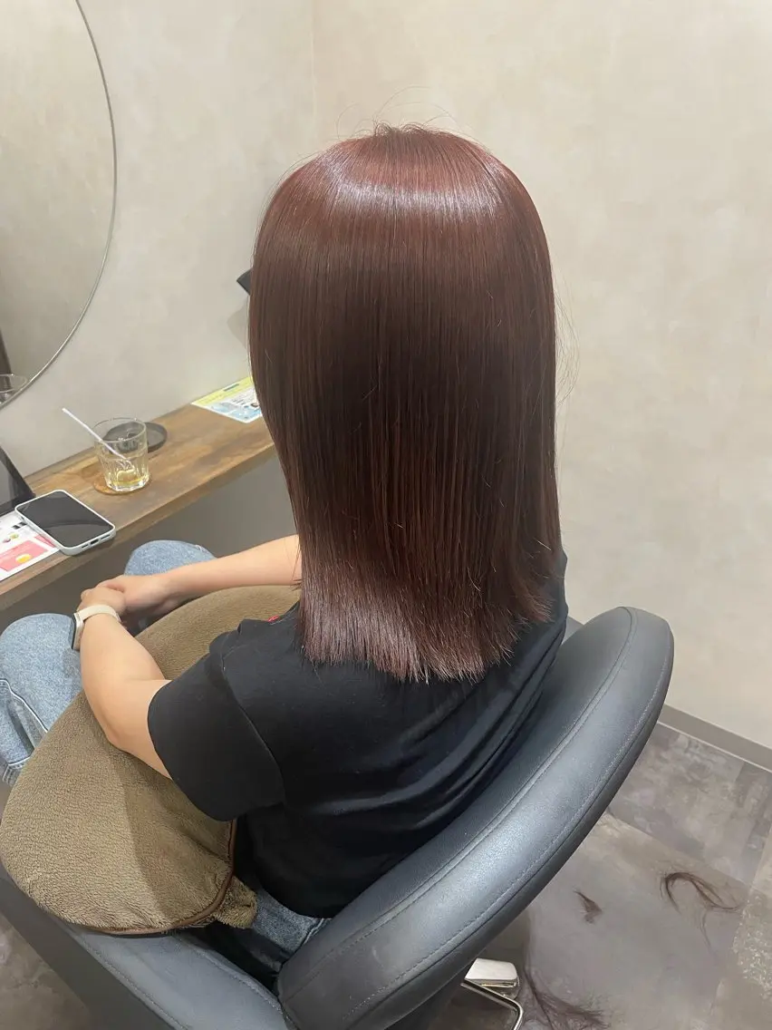 ミディアム カット 縮毛矯正 【髪質改善】 【酸性ストレート】のヘアスタイル