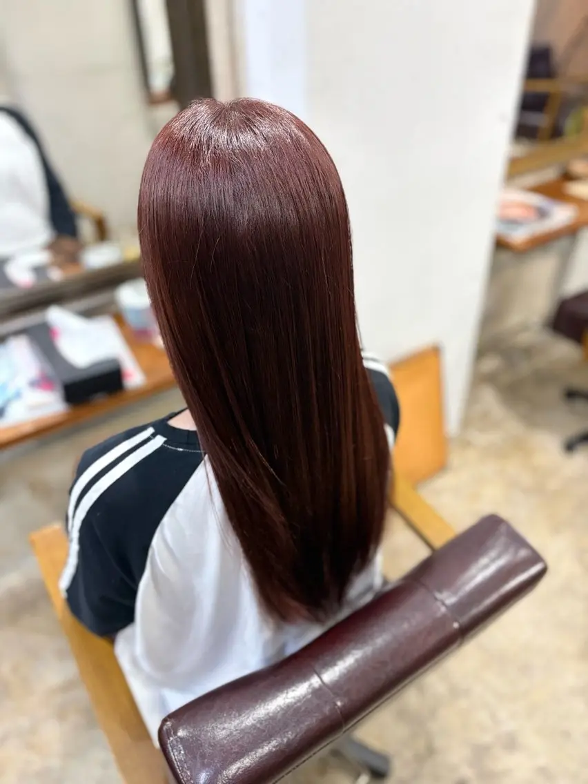 ロング カラー ブリーチ ブリーチなしカラー レッドカラー ヘアカラー 表参道/南青山/ 蝦名まひるのヘアスタイル