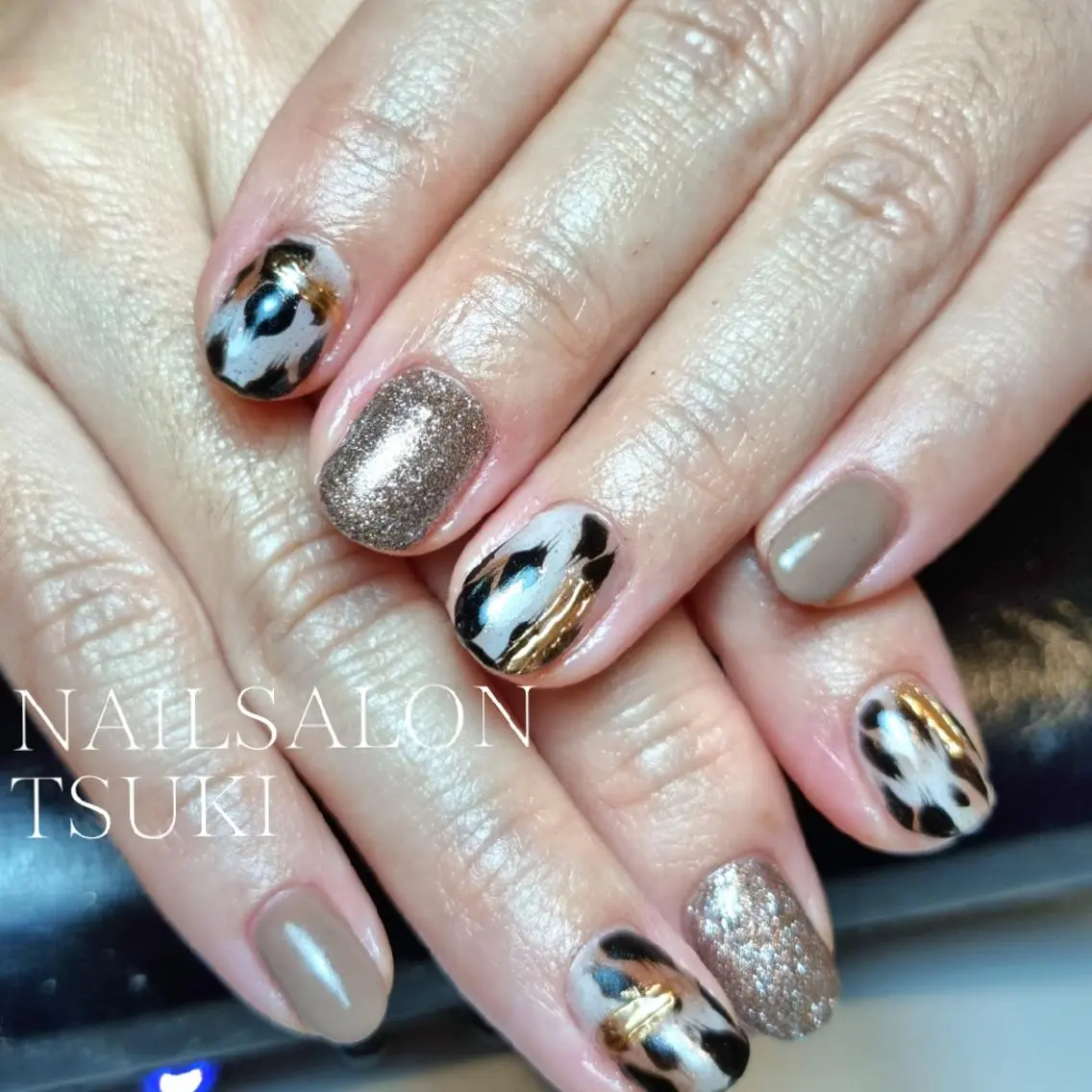 ネイル アニマル柄 フットネイル 大理石ネイル(マーブル) ニュアンスネイル オフィスネイル ハンドネイル Nailsalon Tsuki.のネイルデザイン