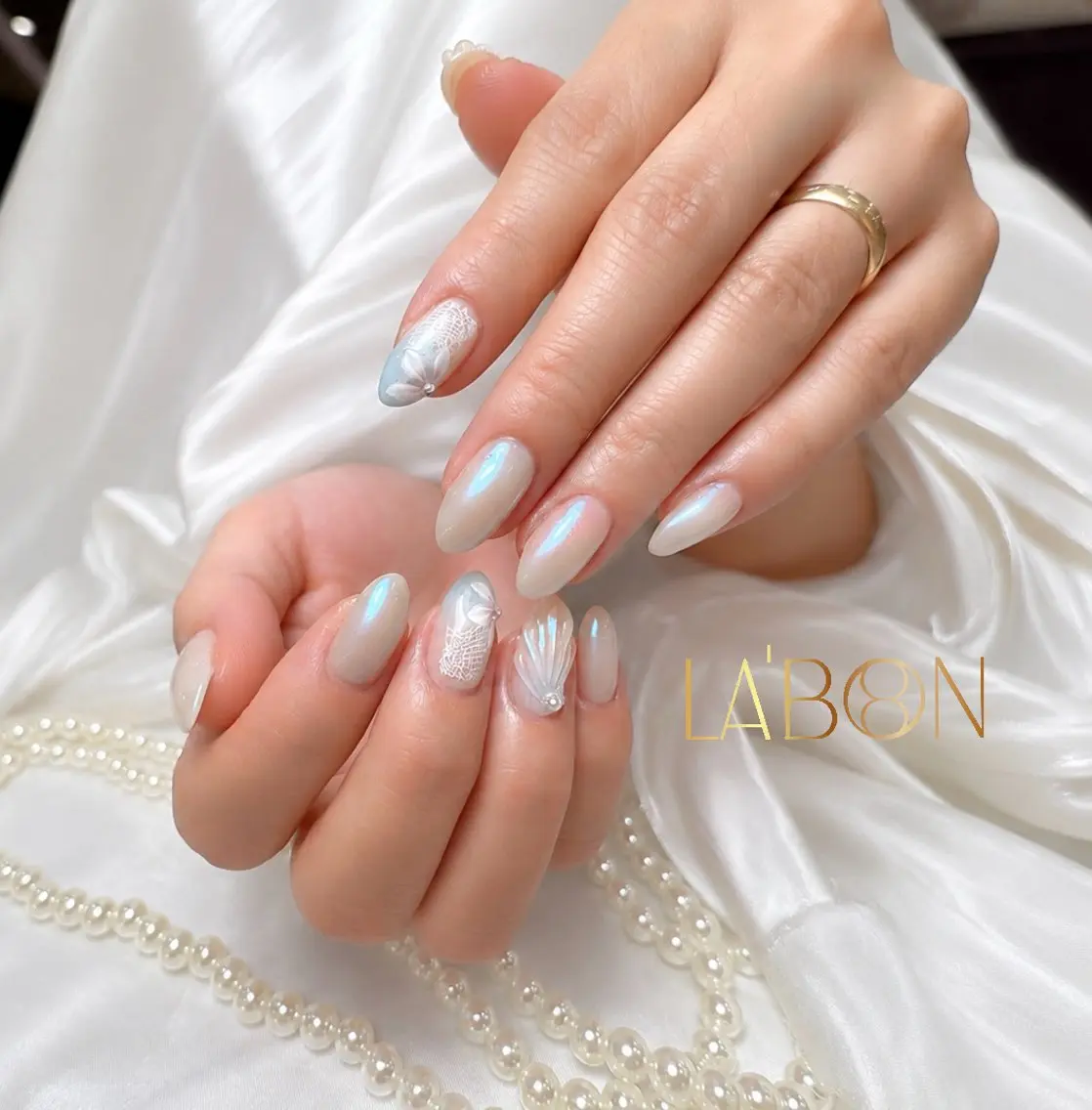 ネイル アートネイル オーロラネイル 長さ出し 持ち込み 夏ネイル Labon Nails Artのネイルデザイン