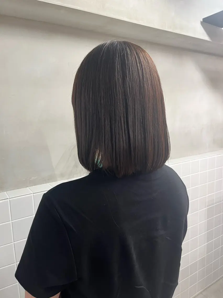 ミディアム パーマ ボブ 縮毛矯正 anon Loemのヘアスタイル
