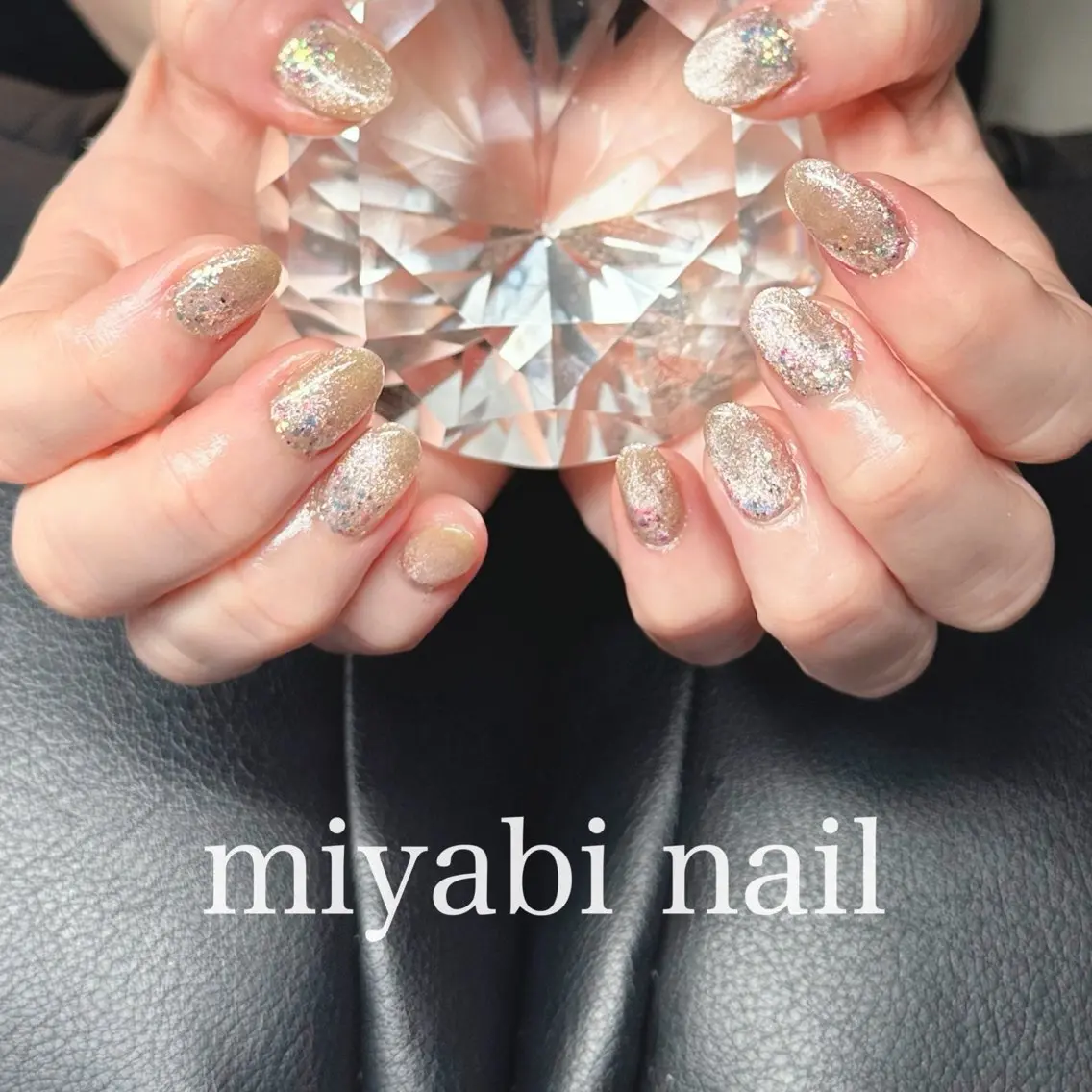 ネイル オーロラネイル フレンチネイル ジェルネイル キラキラネイル ラメ(グリッター) ハンドネイル miyabi nail 桂川駅近くのネイルデザイン