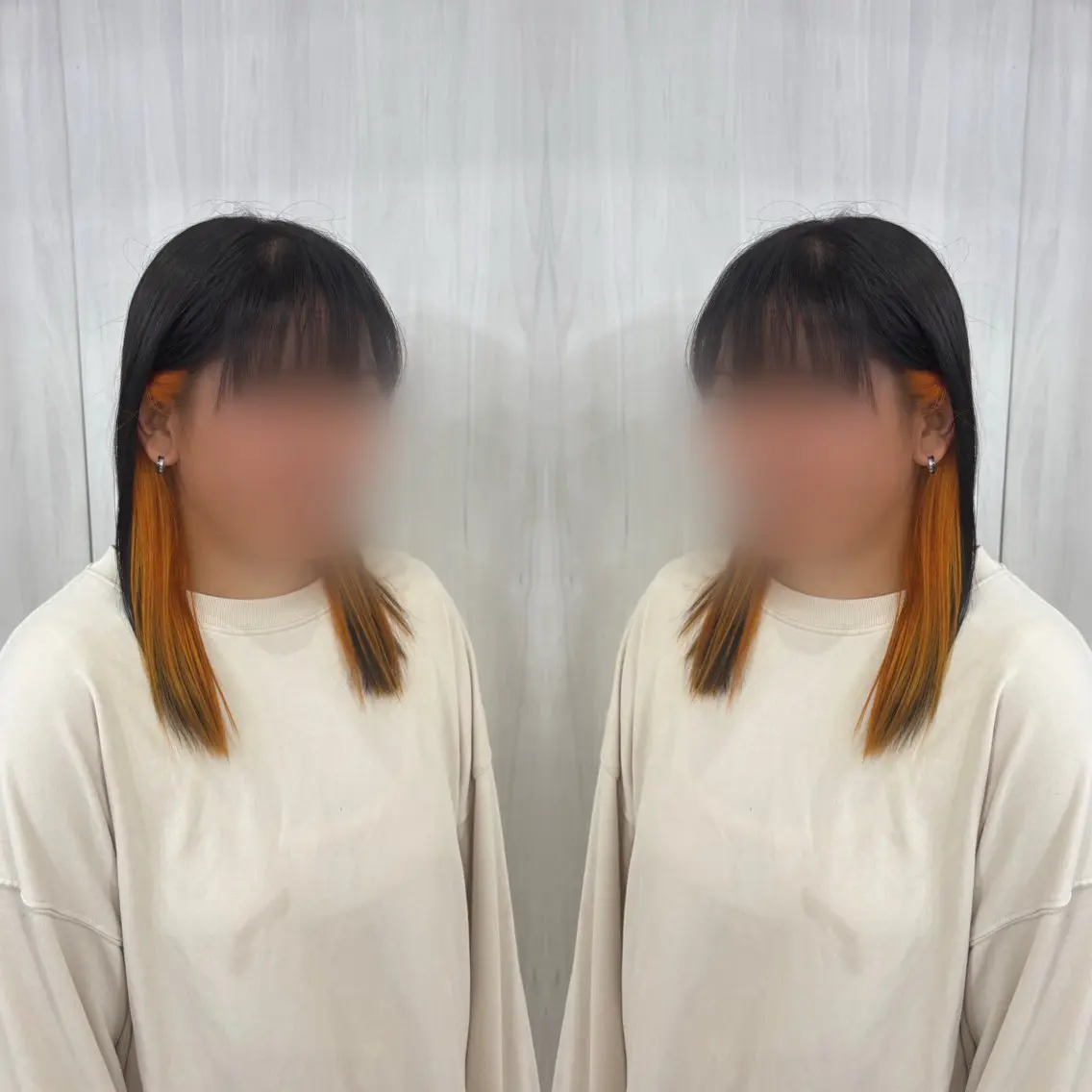 ミディアム カラー オレンジ カット ヘアカラー トリートメント 💎ハイトーン/艶 カラー モエカ💎のヘアスタイル