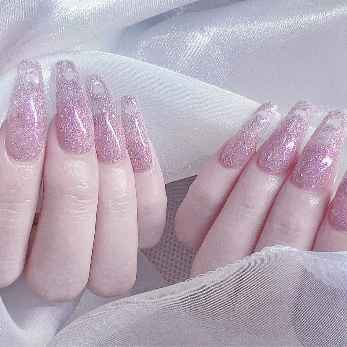 ネイル 長さ出し ハート ネイルチップ 🎀CeCe nail🎀のネイルデザイン