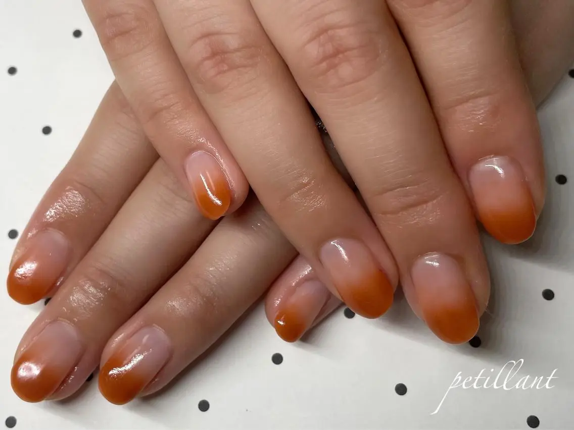ネイル グラデーション オレンジ nail salon petillantのネイルデザイン