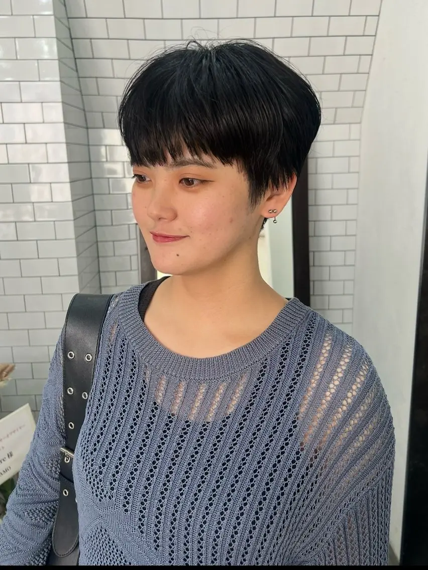 ショート カット 紙屋町ショート /ボブ　パーマ河内蓮のヘアスタイル