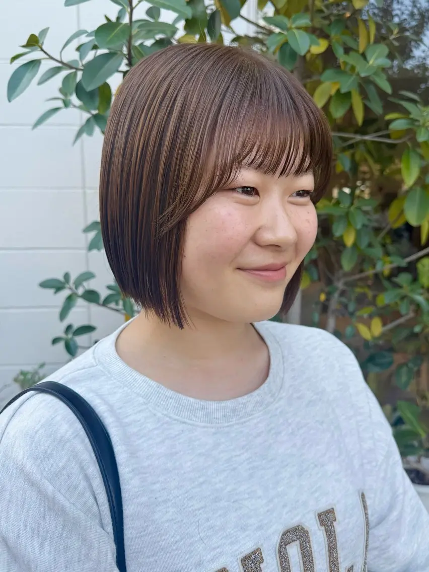 ミディアム カット ヘアカラー トリートメント 角岡 真帆/ボブ/髪質改善のヘアスタイル