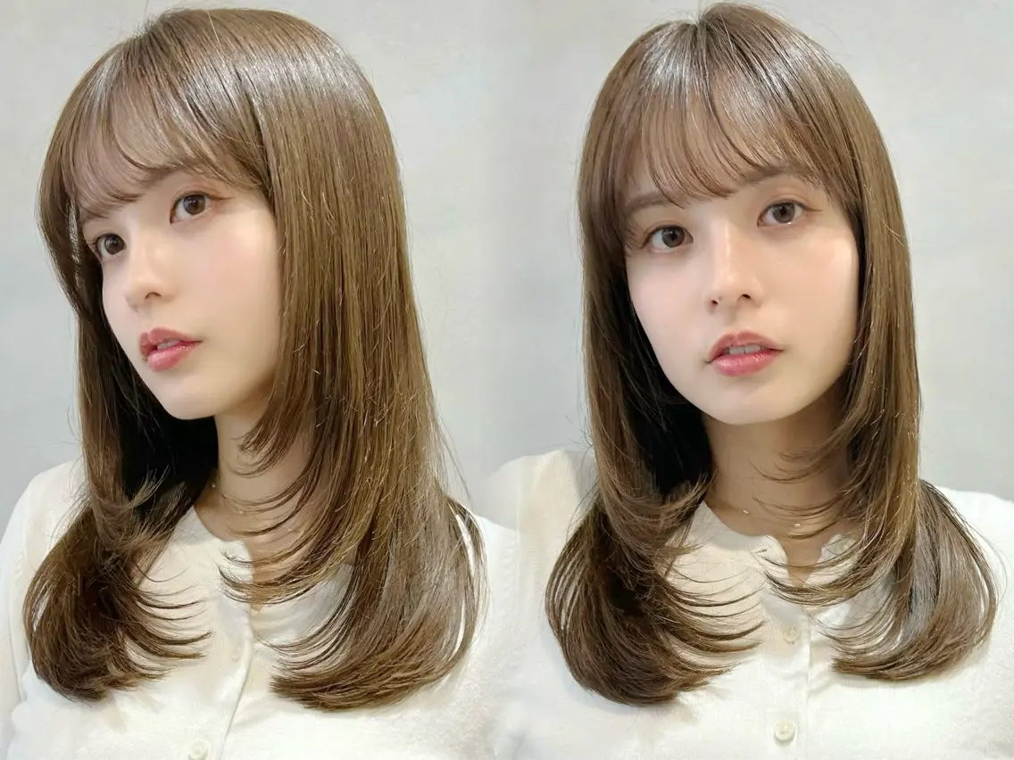 ミディアム カラー ミディアムレイヤー くびれヘア レイヤーカット カット ヘアカラー トリートメント 池袋/小顔レイヤー/ 顔まわり/taigaのヘアスタイル