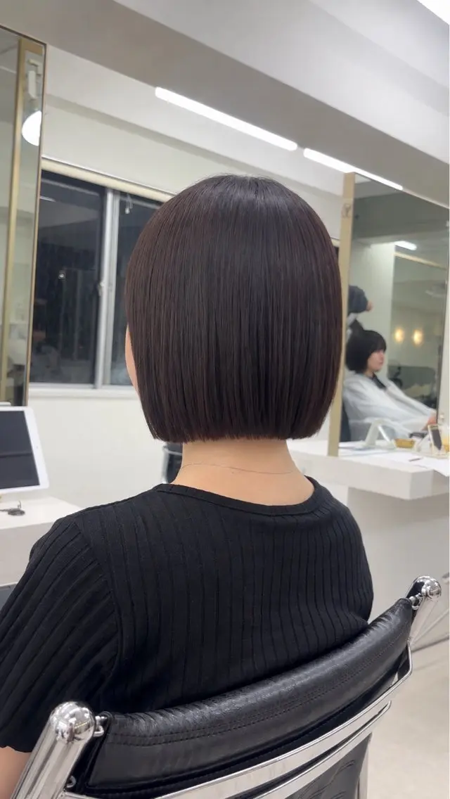 ショート ボブ 髪質改善 トリートメント カット トリートメント ボブ ×縮毛矯正きりのヘアスタイル