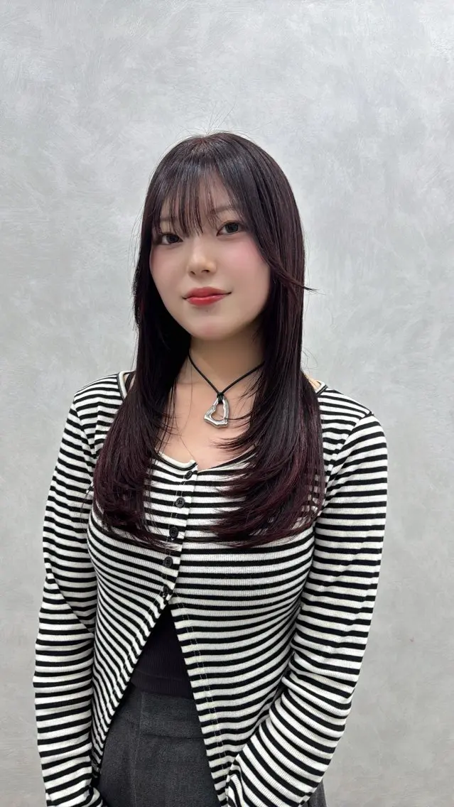 ロング 韓国風ヘア レイヤーカット 美髪矯正 韓国レイヤーのヘアスタイル