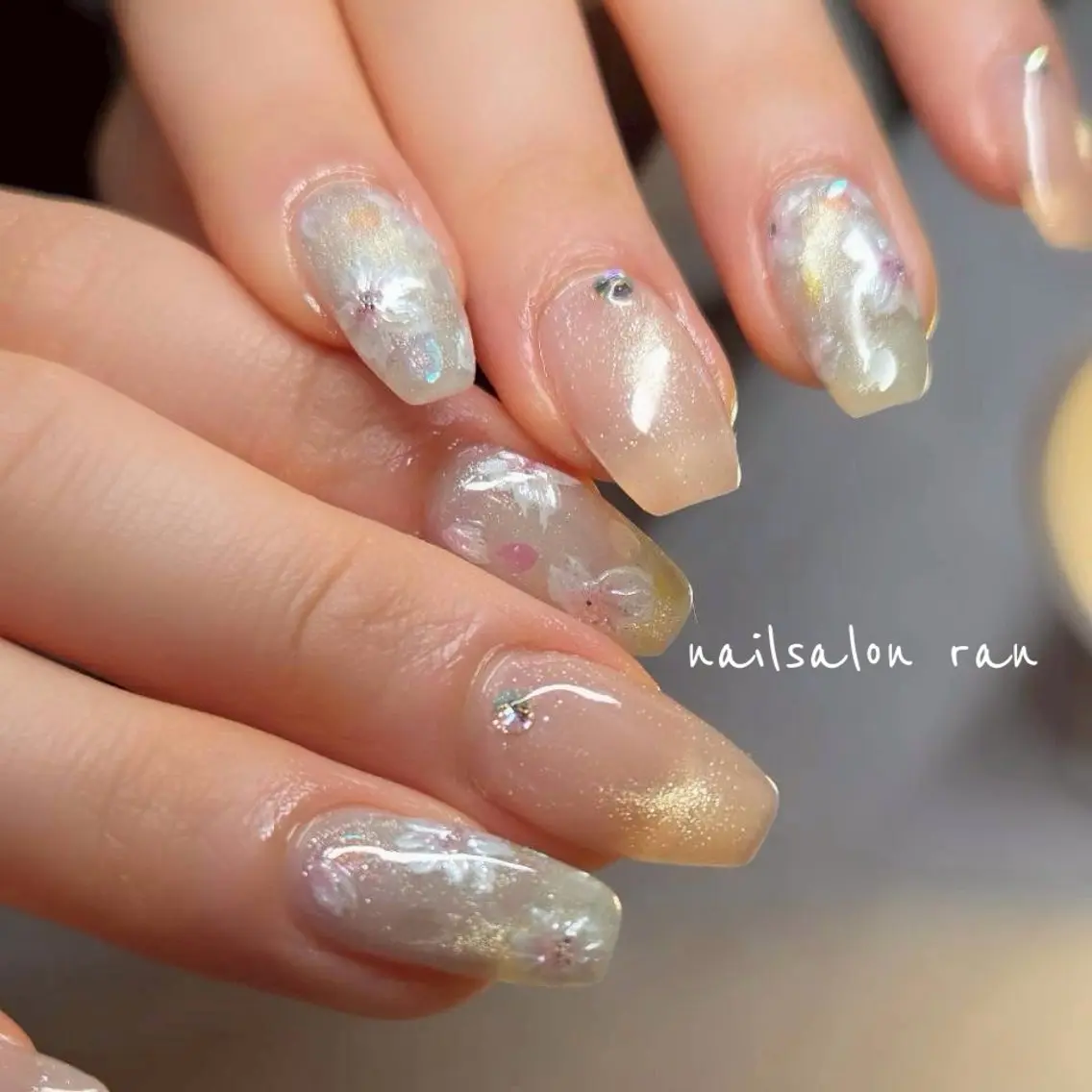 ネイル アートネイル 桜ネイル ニュアンスネイル nailsalon ranのネイルデザイン