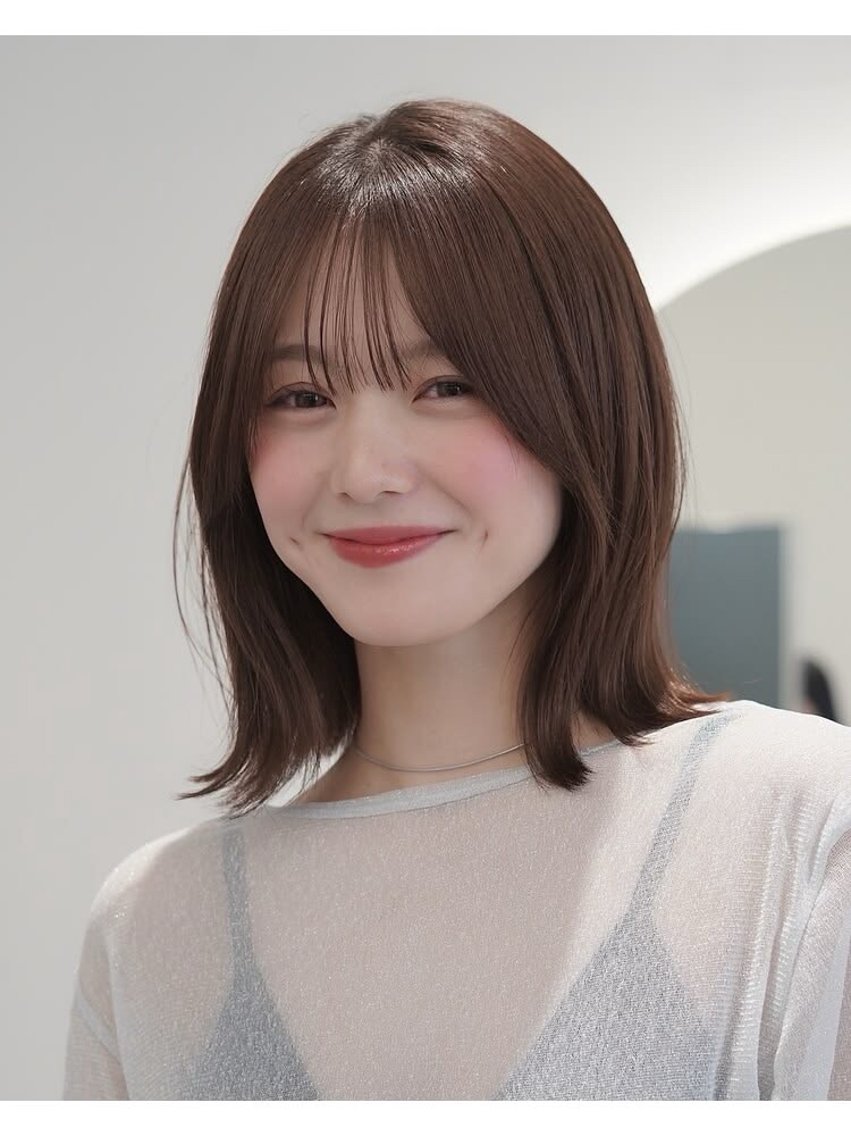 ミディアム 韓国レイヤー／透明感 カラー🍀*そら໒꒱のヘアスタイル