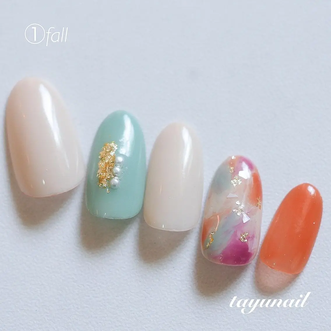 ネイル アートネイル ブルー ブラウン フットネイル ジェルネイル ネイルサロン 【たゆnail】のネイルデザイン
