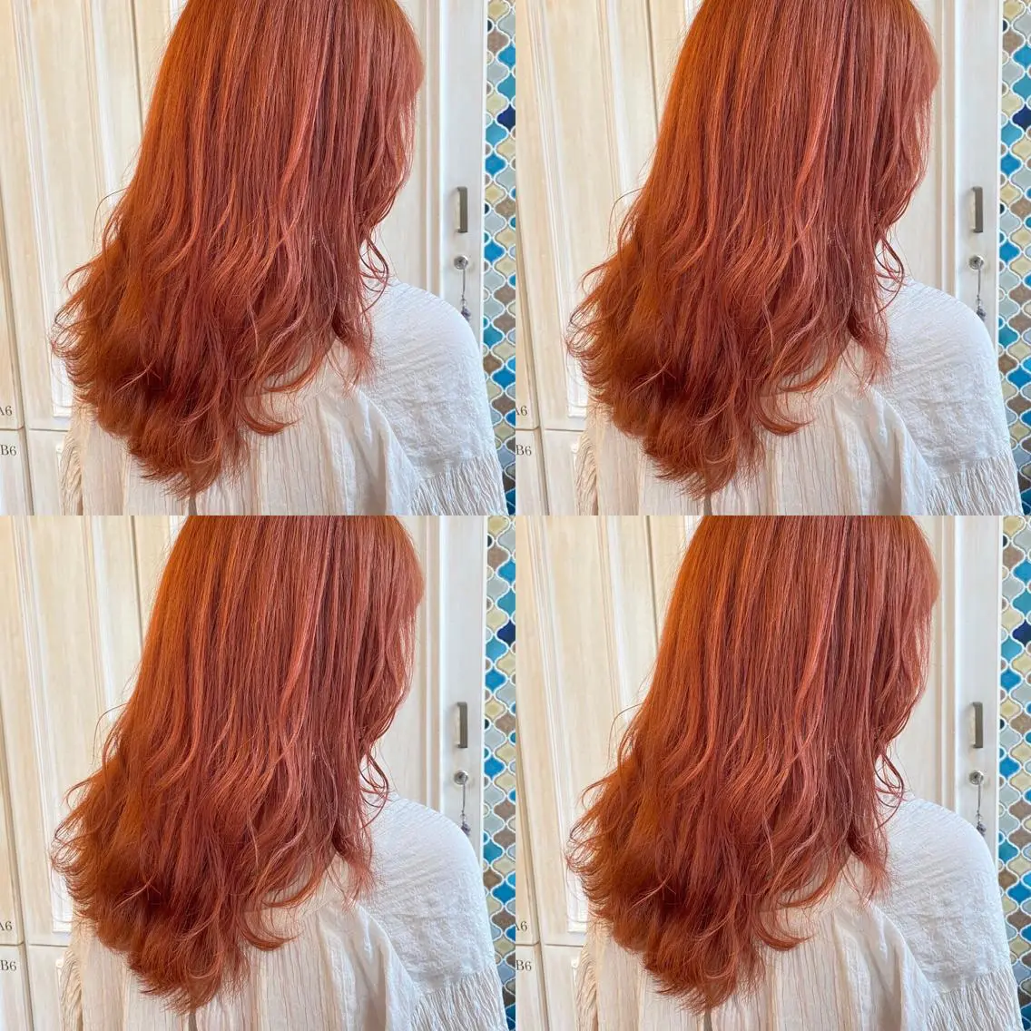 セミロング カラー ブリーチ ハイトーンカラー ハイトーンオレンジ オレンジ あさだ しゅうたろうのヘアスタイル
