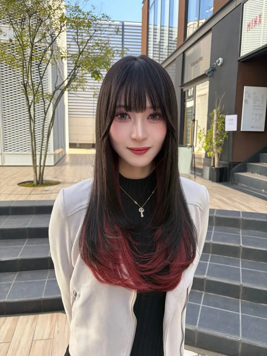 ロング カラー パーマ ヘアアレンジ ベージュカラー 透明感カラー 韓国風ヘア レイヤーカット カット ヘアカラー 中顔面短縮カット🪽 レイヤー🥀コウヘイのヘアスタイル