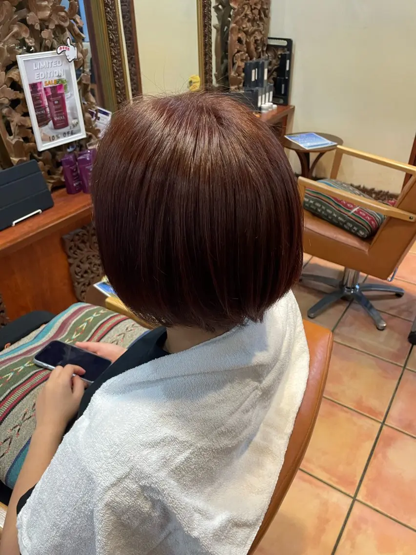 ショート カラー ブリーチ ブラウンカラー ブリーチなしカラー レッドカラー レッドブラウン 白鳥 悠斗のヘアスタイル