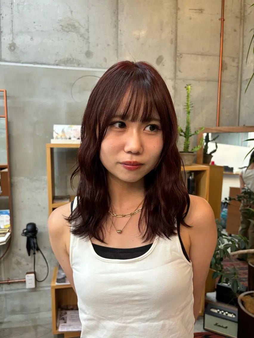 セミロング カラー レッドカラー アキホ /カット✁カラーのヘアスタイル