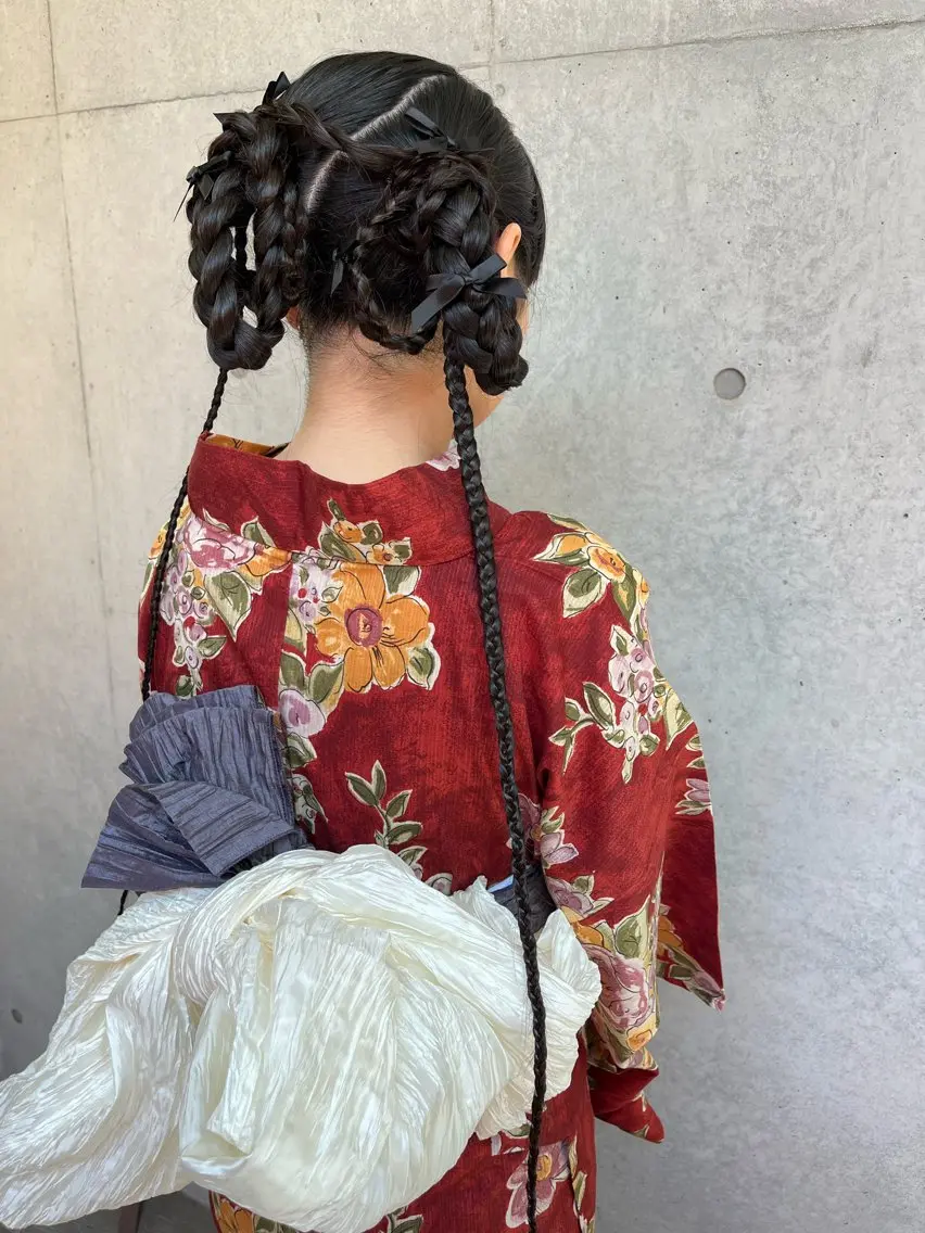 ロング ヘアアレンジ 浴衣 着付け 勝野 麻美のヘアスタイル