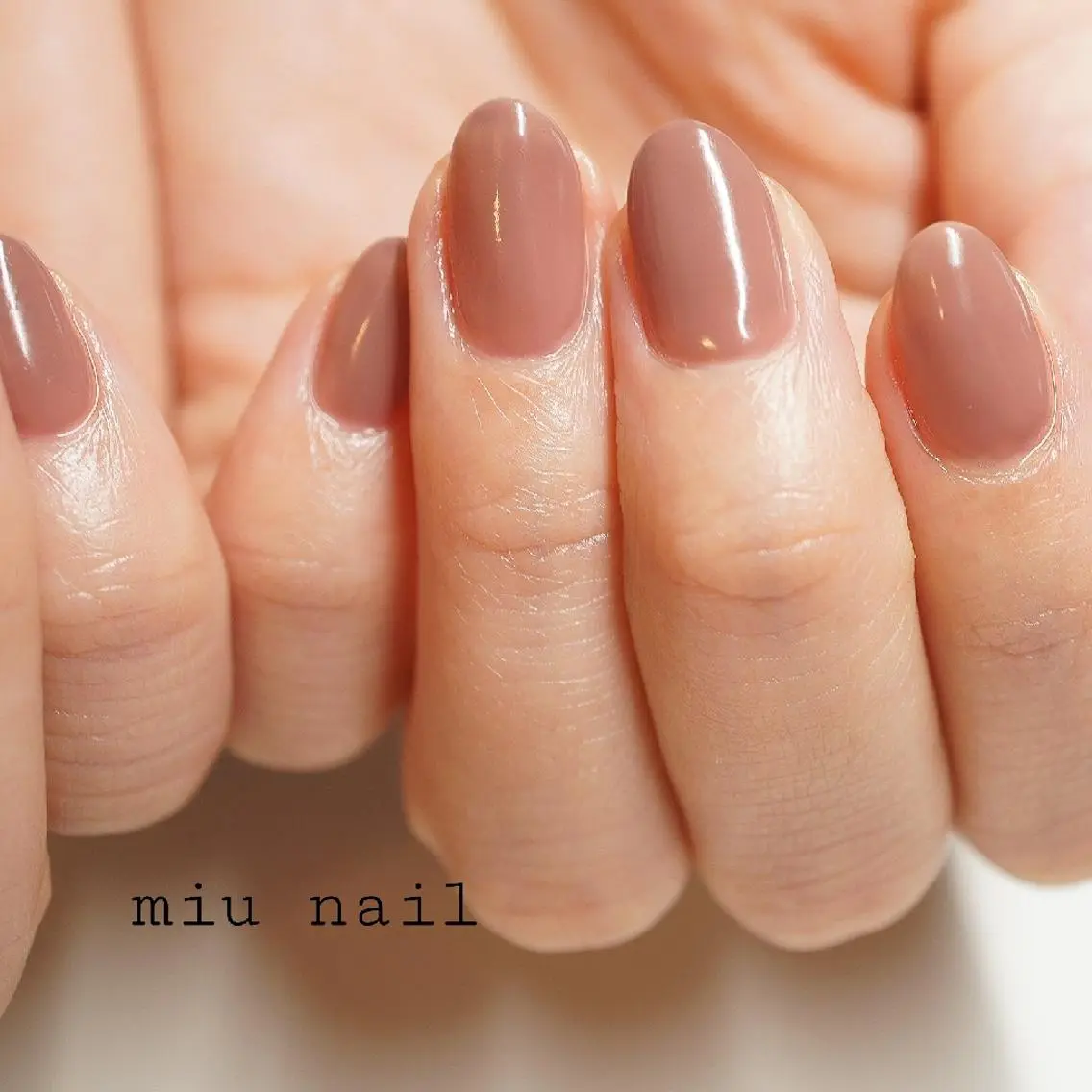 ネイル ブラウン クリアネイル ピンク MIU nailのネイルデザイン