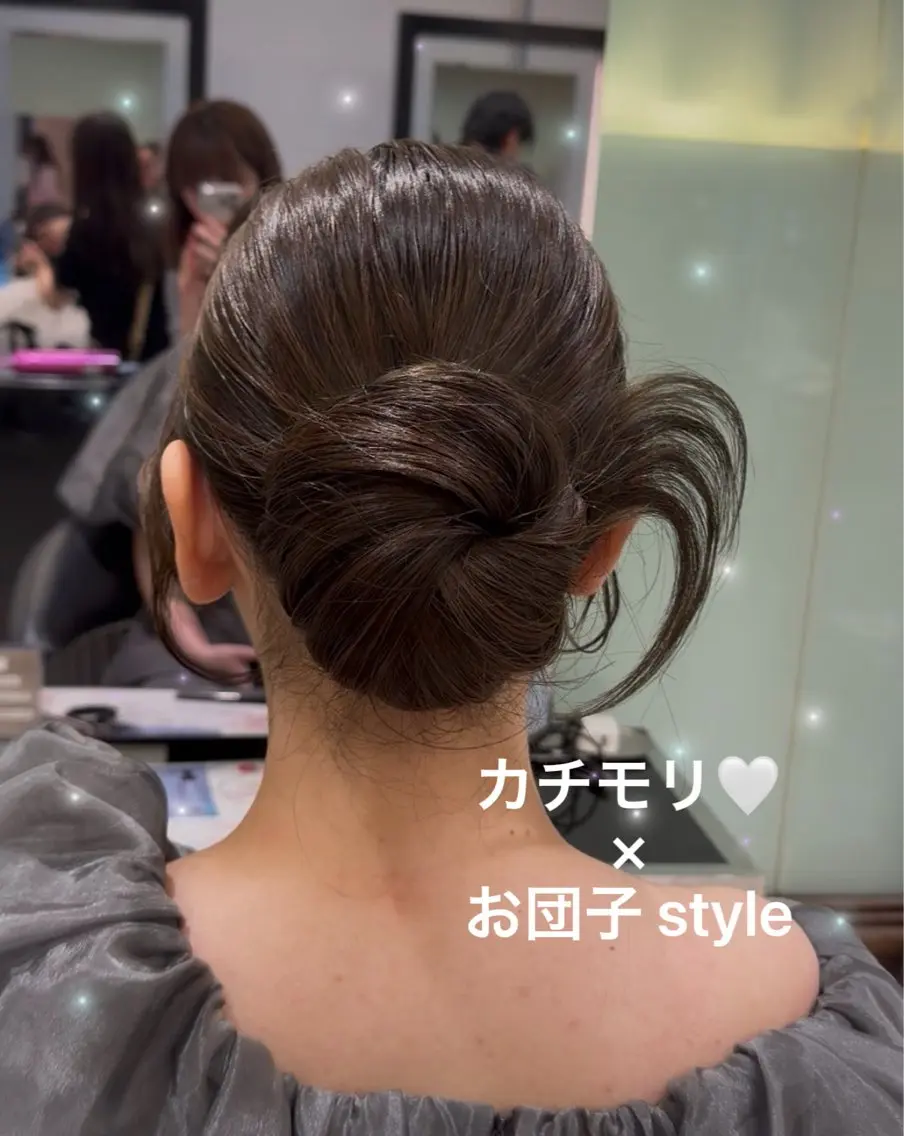 セミロング ヘアアレンジ お団子ヘア ヘアセット 顔周り/透明感/銀座 🩵rinoのヘアスタイル