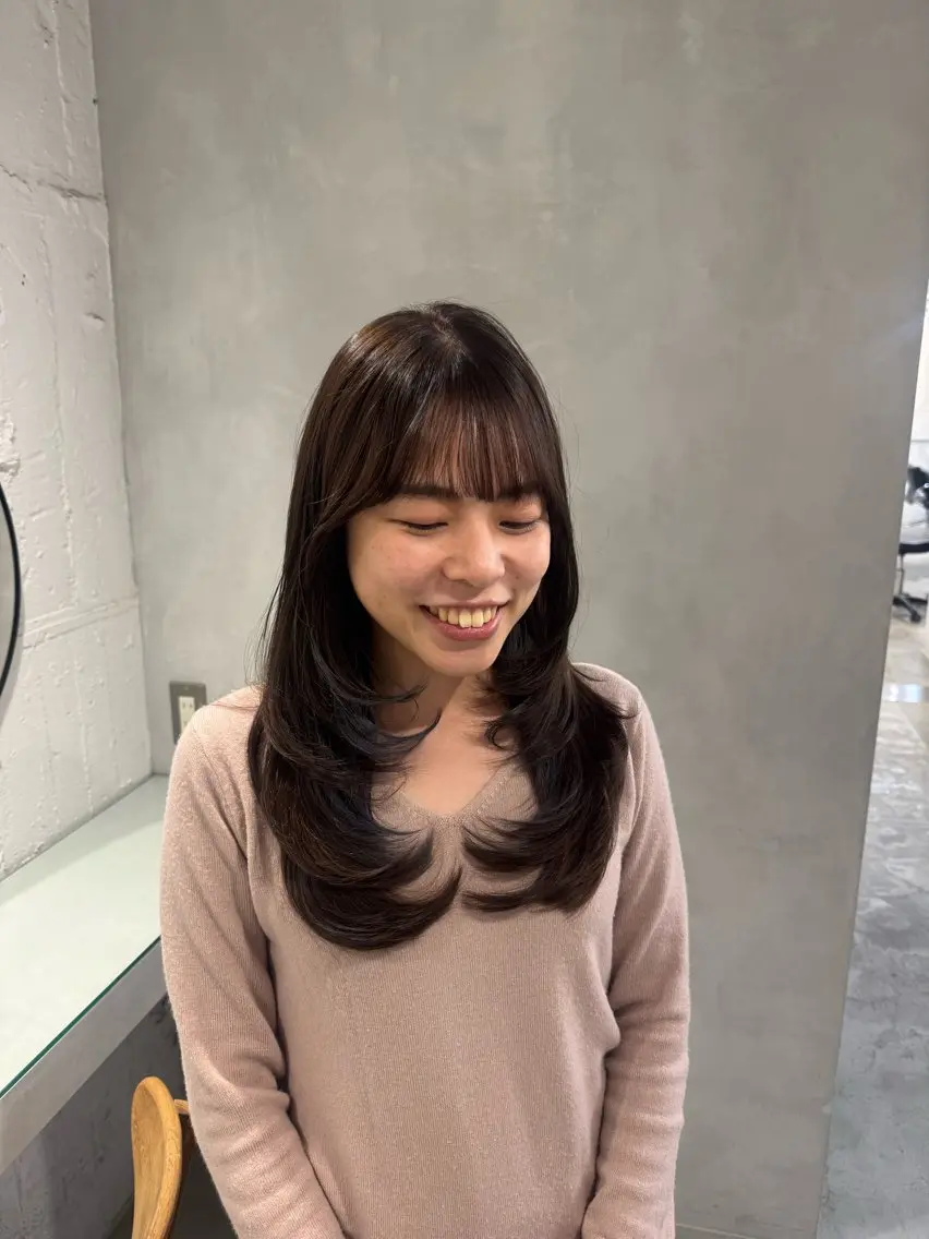 セミロング カット ヘアカラー トリートメント 新宿/顔周りカット +レイヤー=しずく♩のヘアスタイル