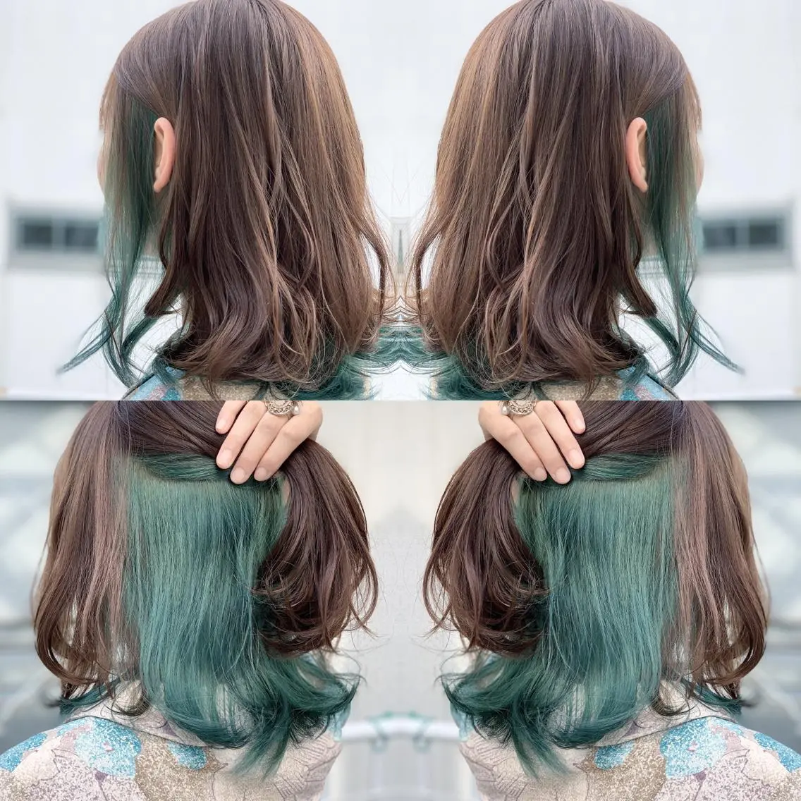ミディアム カラー ヘアアレンジ 髪質改善×ハイトーン 中田啄也のヘアスタイル