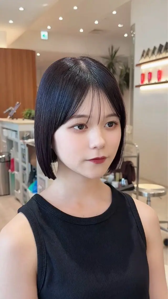 ミディアム カラー 切りっぱなしボブ ショートボブ ボブレイヤー ボブ くびれヘア カット ヘアカラー トリートメント 田中航平/渋谷ボブ/ レイヤーボブのヘアスタイル