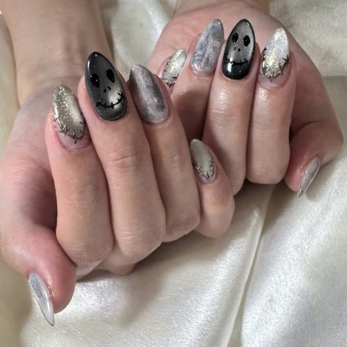 ネイル オーロラネイル フットネイル フレンチネイル ジェルネイル ハロウィン ハンドネイル kiki nail &brow二子玉川のネイルデザイン