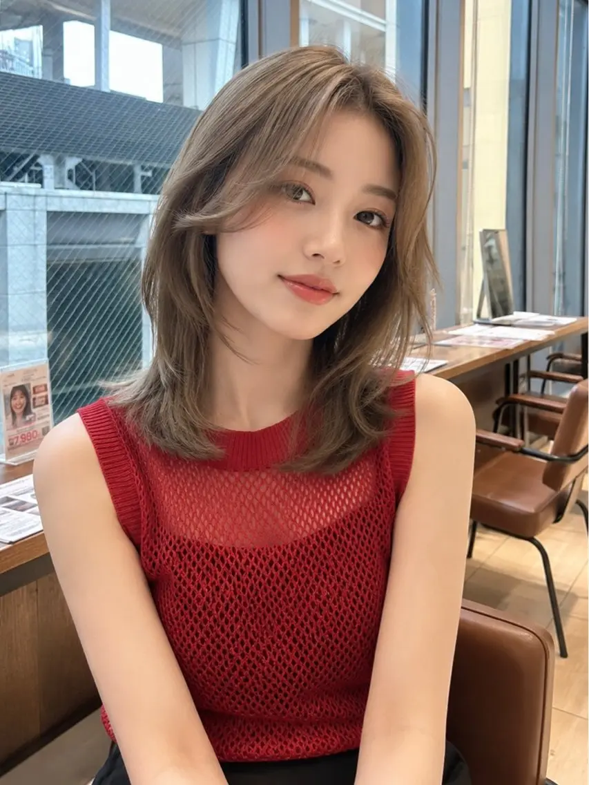 セミロング レイヤーカット カット トリートメント ヘッドスパ SHION/銀座 まとまるカット🩵のヘアスタイル