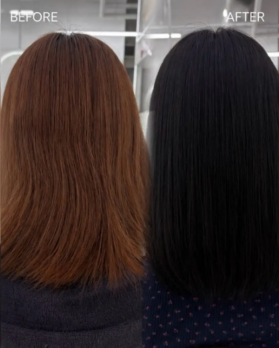 ロング カラー ヘアカラー 赤み消し艶カラー🩵 前髪顔周り あやなのヘアスタイル