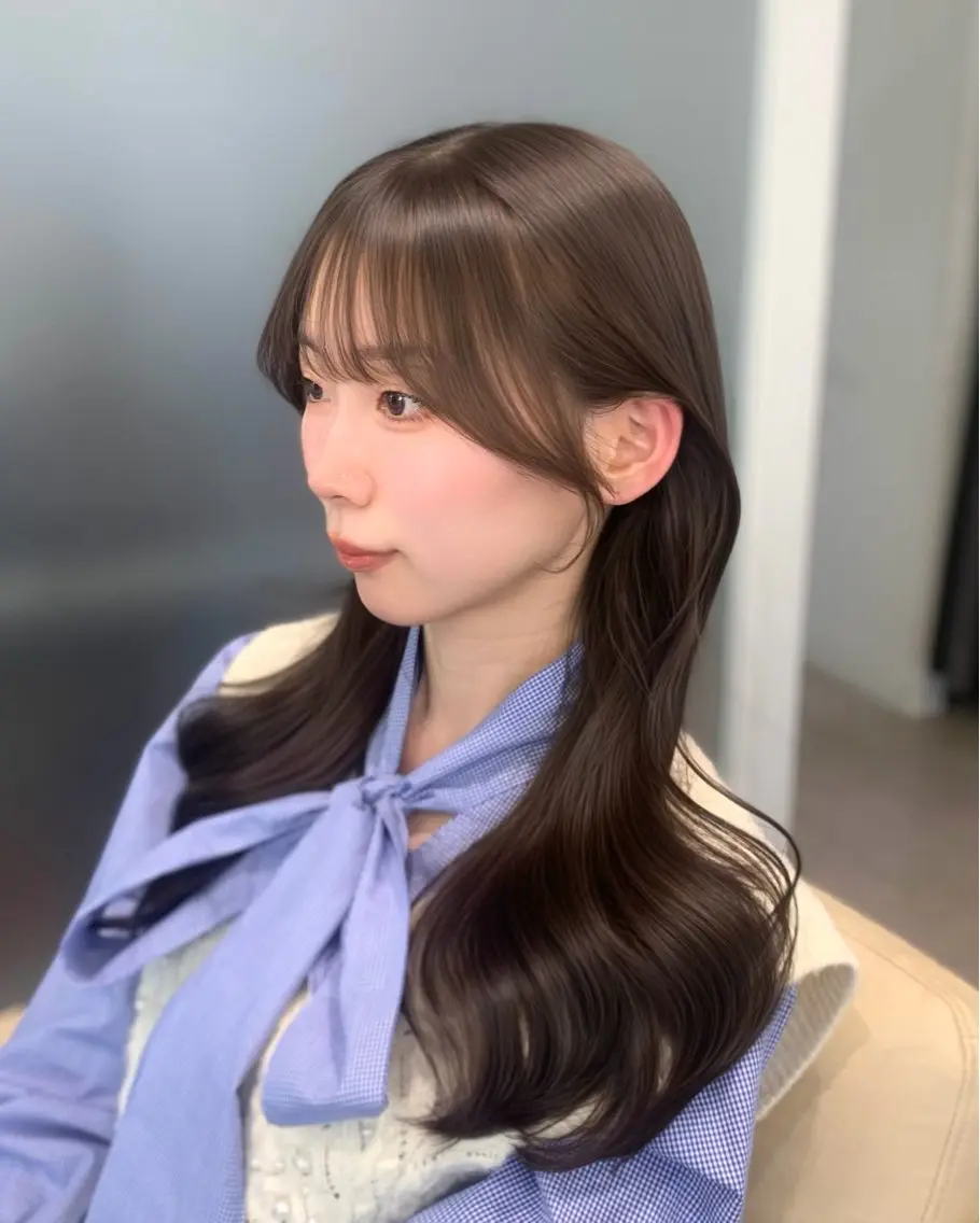 ロング カット ヘアカラー 🎀韓国風顔周り× 透明感/梅田/アリサのヘアスタイル