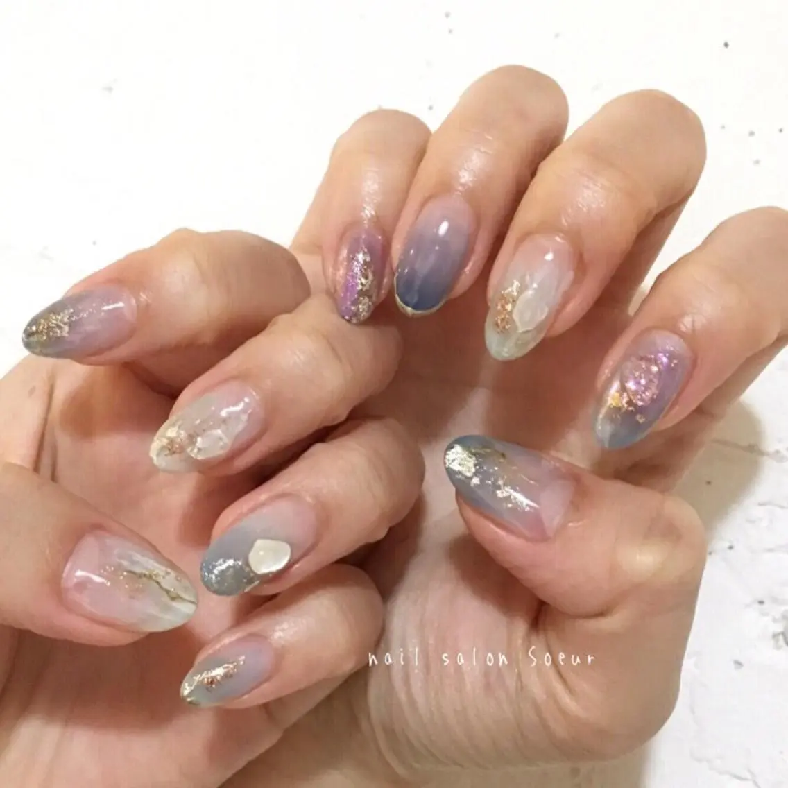 ネイル アートネイル 長さ出し ジェルネイル マットネイル ミラーネイル ハンドネイル nail salon Soeurのネイルデザイン