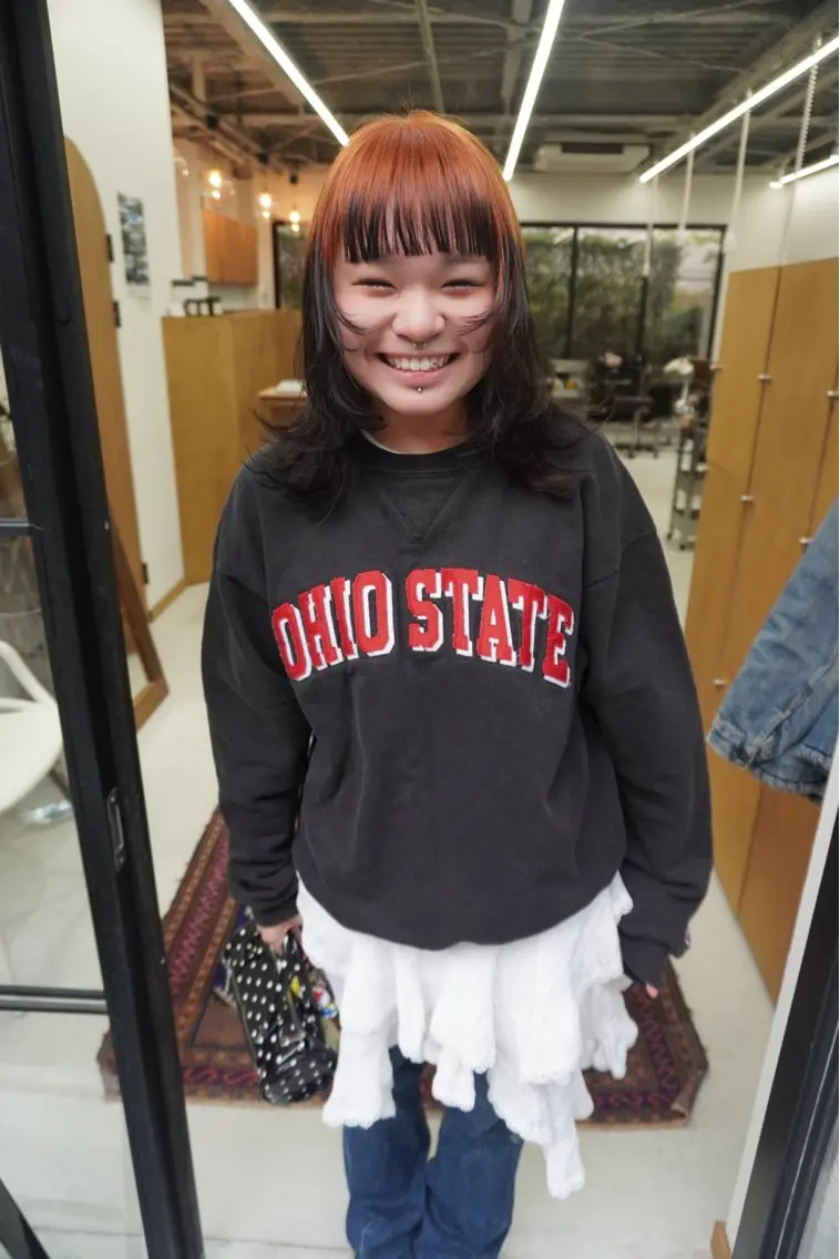 ミディアム カラー パーマ ヘアアレンジ デザインカラー/ボブ ブリーチカラー/ユリのヘアスタイル