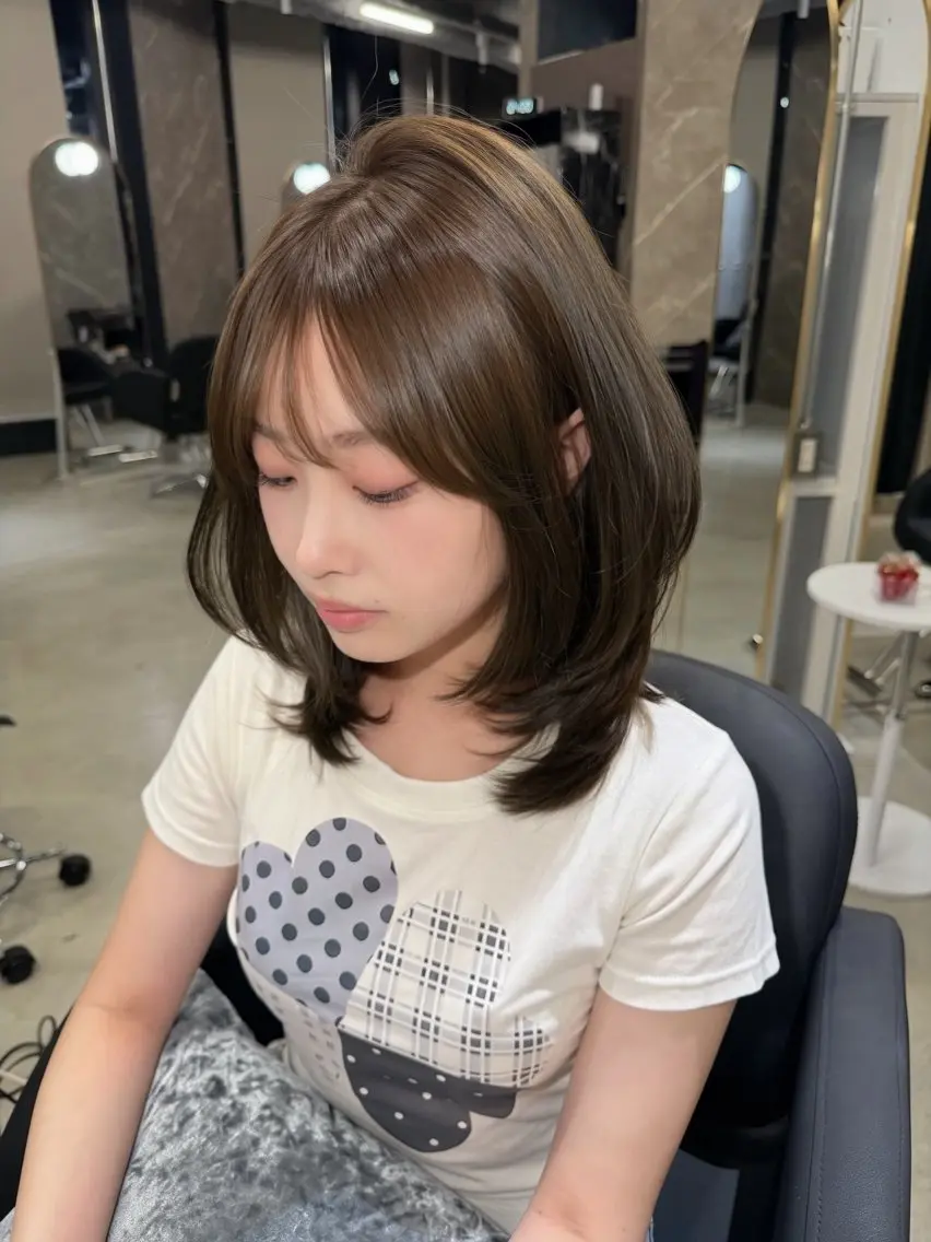 ミディアム カラー 髪質改善 カット ヘアカラー caho／大阪梅田 韓国ヘア♡のヘアスタイル