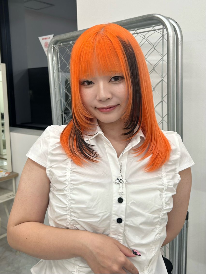 ミディアム カラー 🥀YUIHA🥀 テザインカラー♥のヘアスタイル