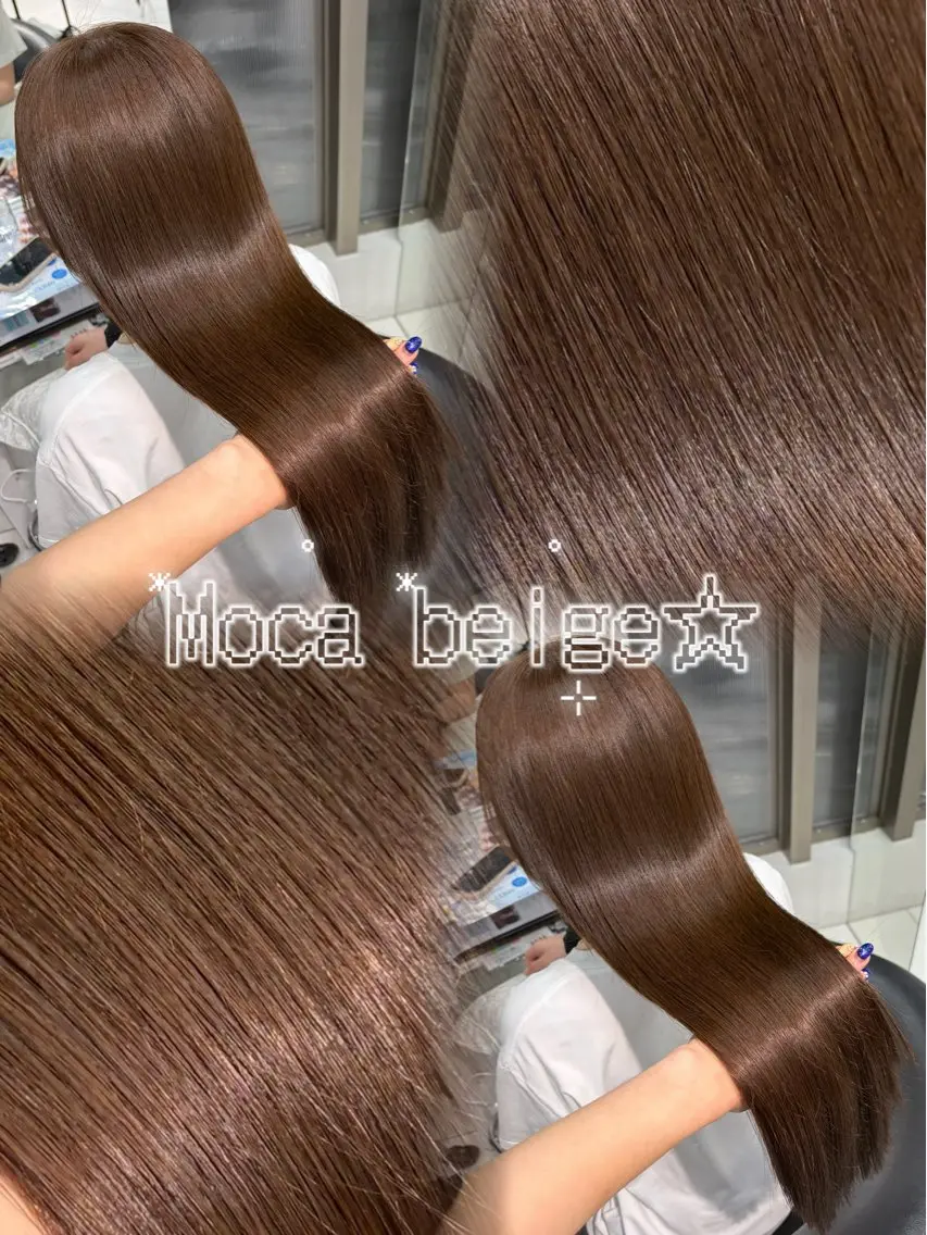 ロング カラー ベージュカラー モカベージュ カット ヘアカラー トリートメント Sakuraෆ˚* 透け感ベージュ🥨のヘアスタイル