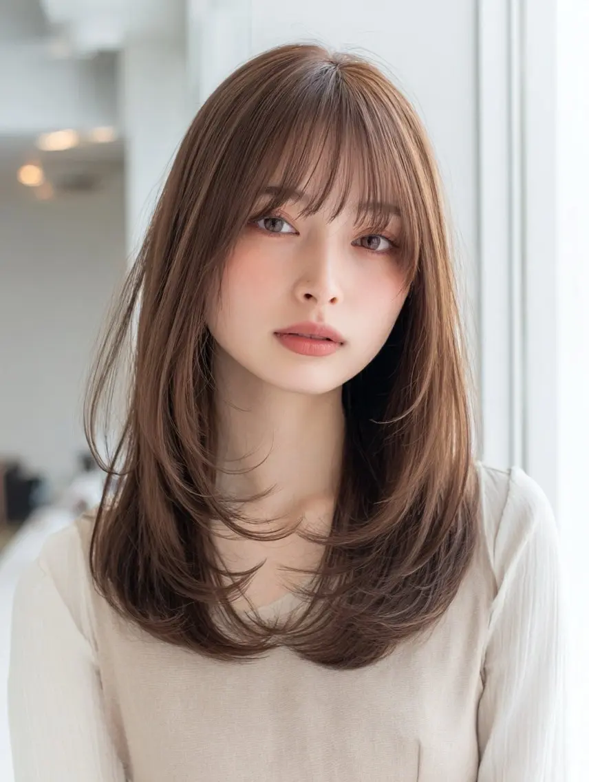 セミロング セミロングパーマ ハイレイヤー 髪質改善 韓国風ヘア レイヤーカット 縮毛矯正 トリートメント ✨毛髪診断で絶対綺麗 ✨美髪艶髪専門✨高浪のヘアスタイル