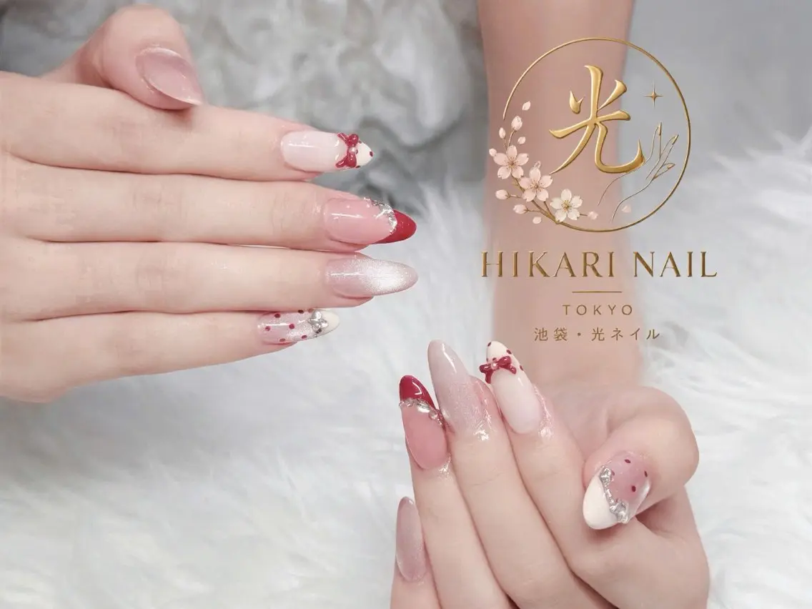 ネイル チークネイル 長さ出し フレンチネイル ガーリー ハロウィン ハンドネイル HikariNail Ikebukuroのネイルデザイン