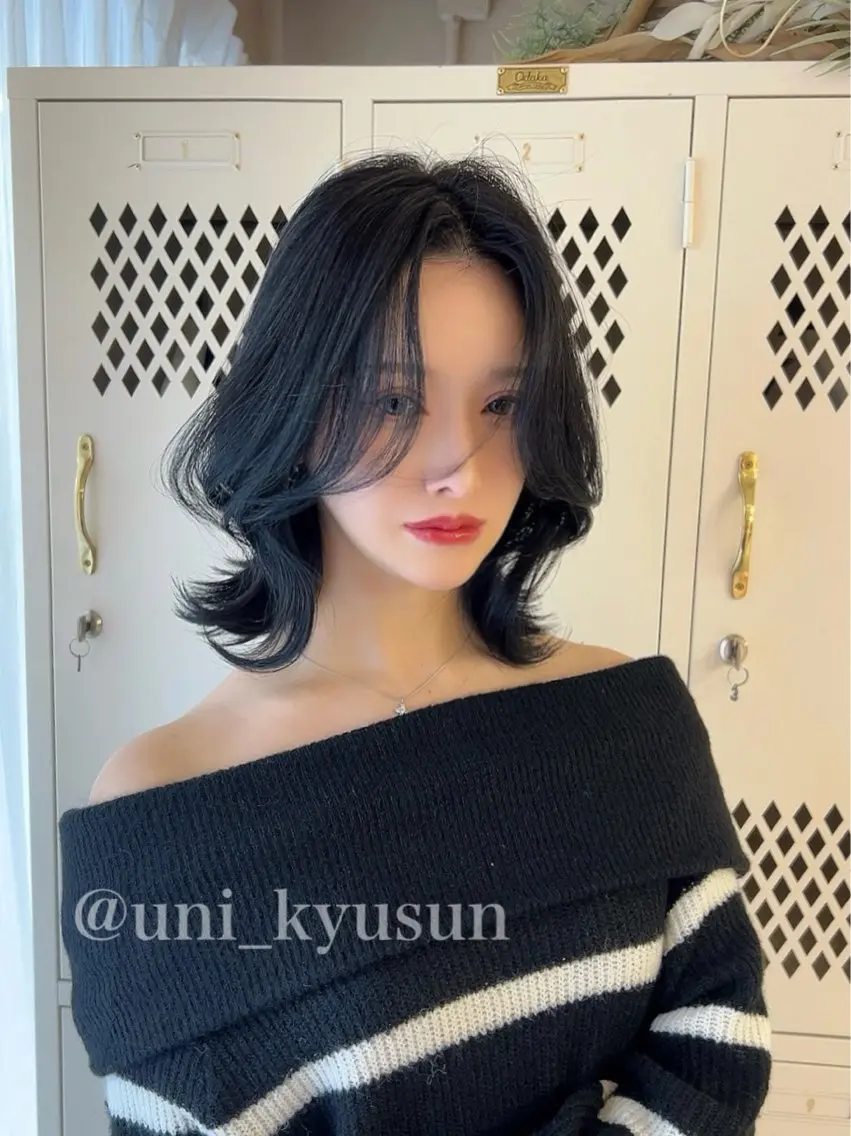 ミディアム カラー カット ヘアカラー トリートメント 本格韓国ヘア🇰🇷 【uni】キューさんのヘアスタイル
