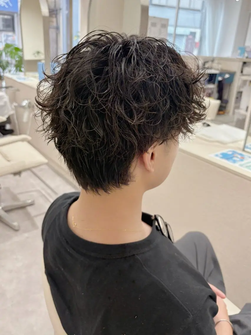 パーマ メンズ センターパート フェードカット フェザーパーマ マッシュ メンズパーマ カット パーマ メンズパーマ特化🔥 ツイスパ/シャドウのヘアスタイル