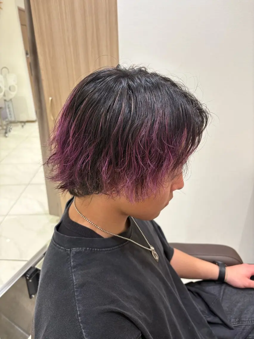ショート カラー ブリーチ レッドカラー バイオレットカラー カット ヘアカラー 🌱脱白髪染め特化 🌱岡田将英のヘアスタイル